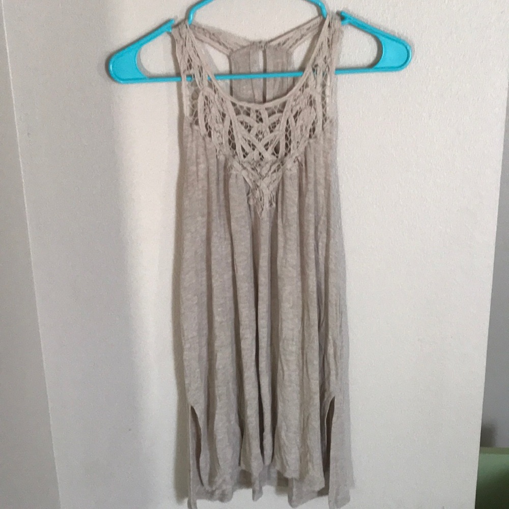 Maurices Medium Tan Lace Detail Tank Top